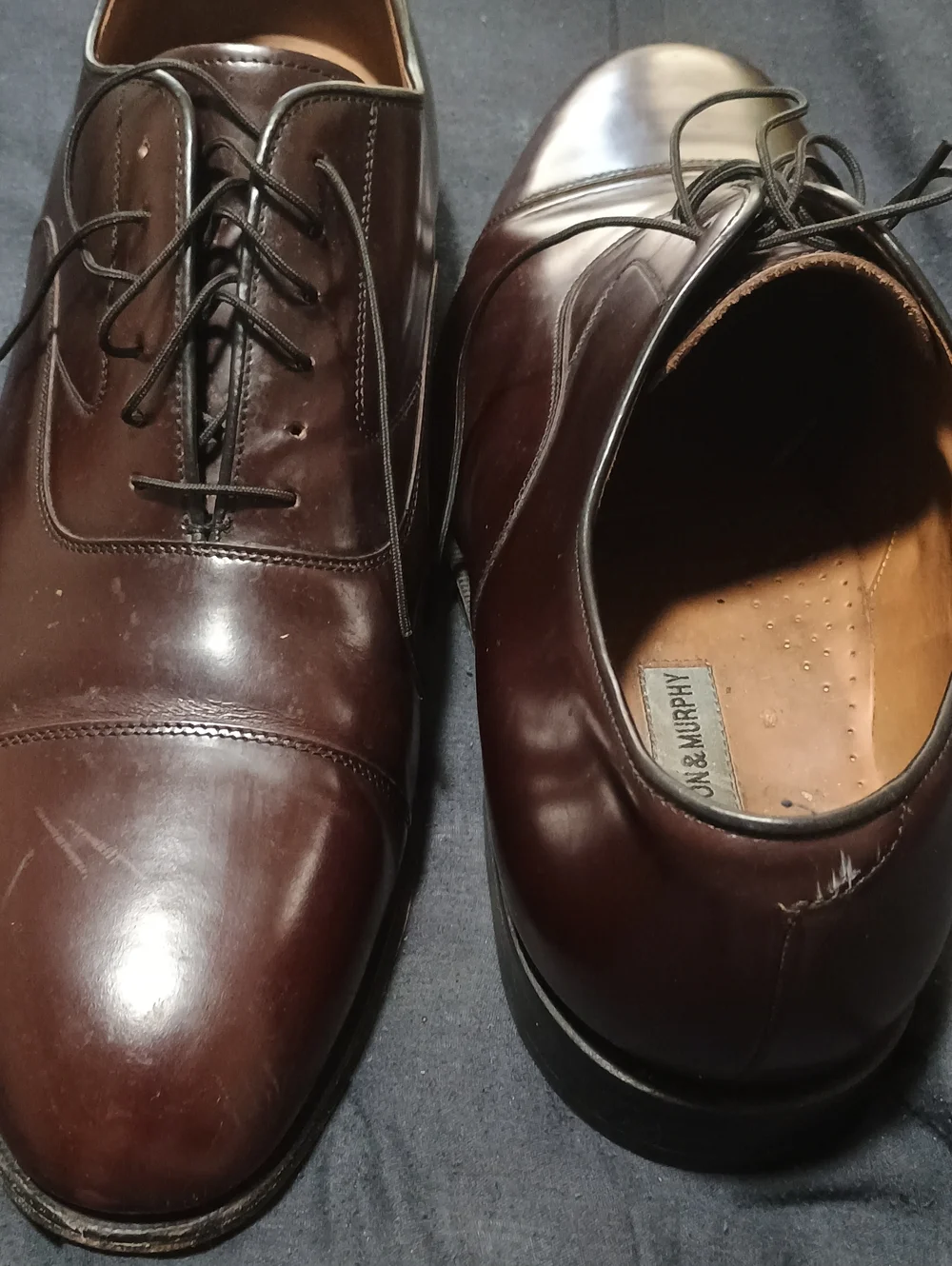 Johnston & Murphy Dark Brown Leather Cap-Toe Oxfords (240)